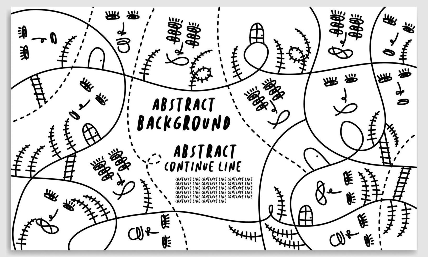 Hand draw abstract continuous line aesthetic line art vector