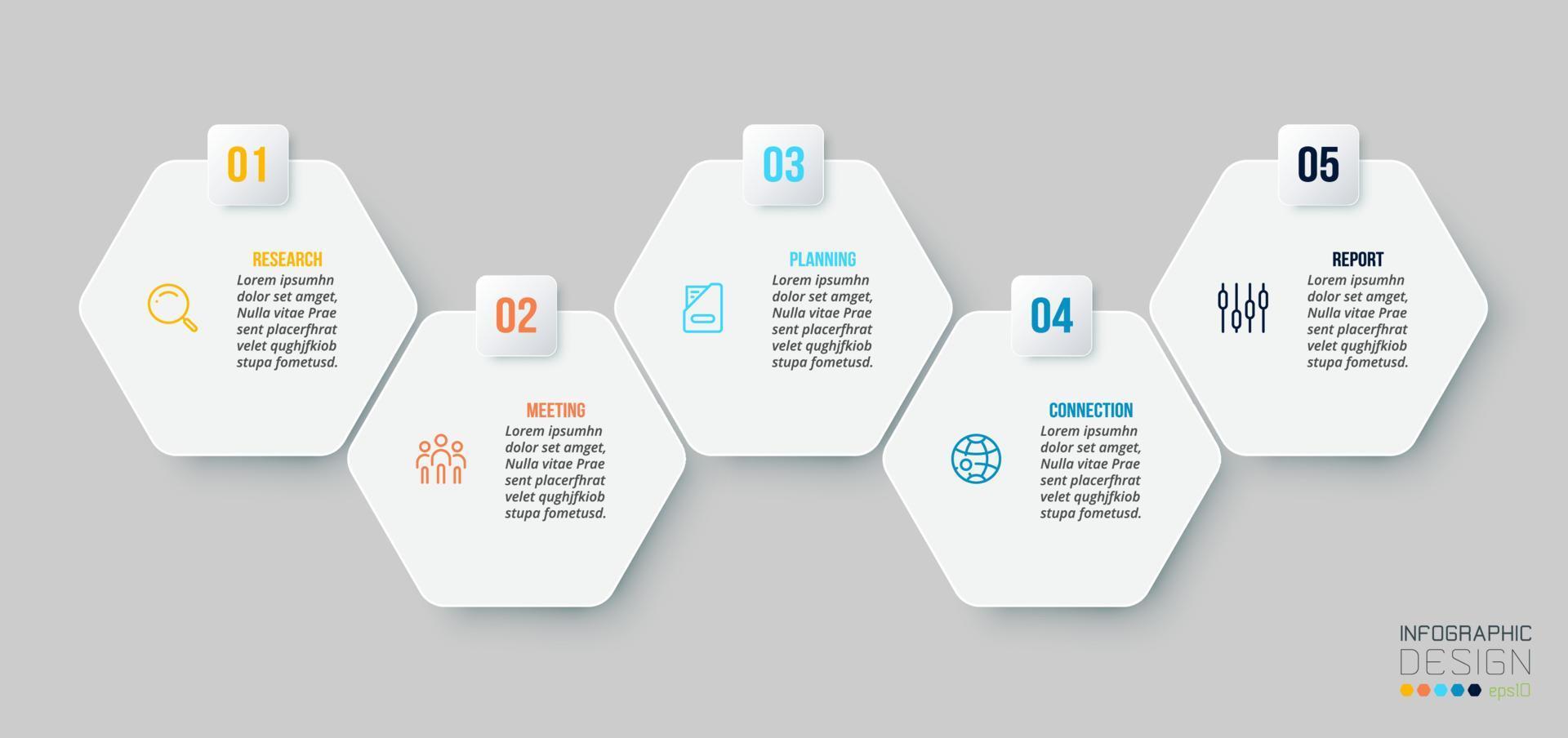 concepto de negocio de plantilla infográfica con paso. vector