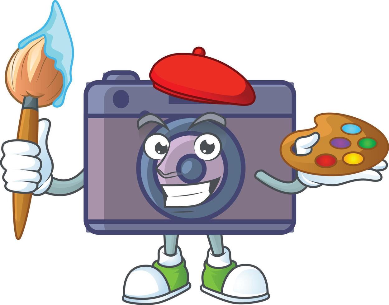 A cute image of retro camera cartoon character vector