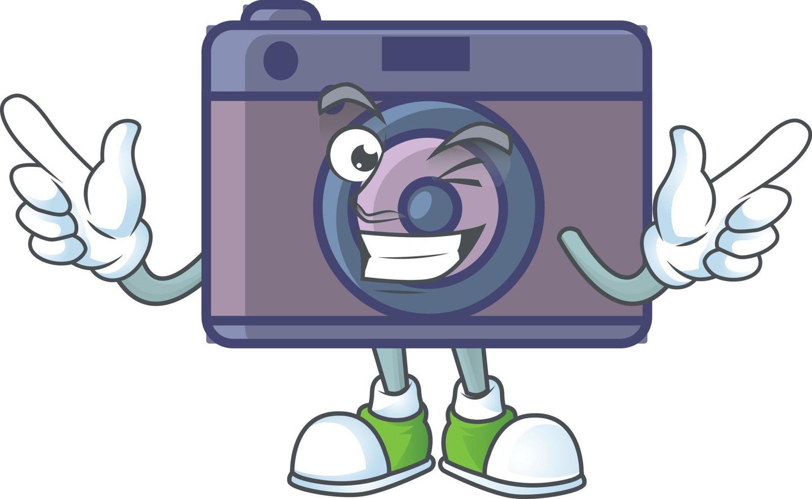 A cute image of retro camera cartoon character vector