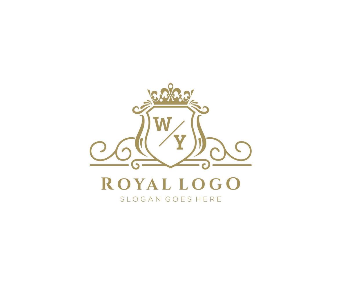 Initial WY Letter Luxurious Brand Logo Template, for Restaurant, Royalty, Boutique, Cafe, Hotel, Heraldic, Jewelry, Fashion and other vector illustration.