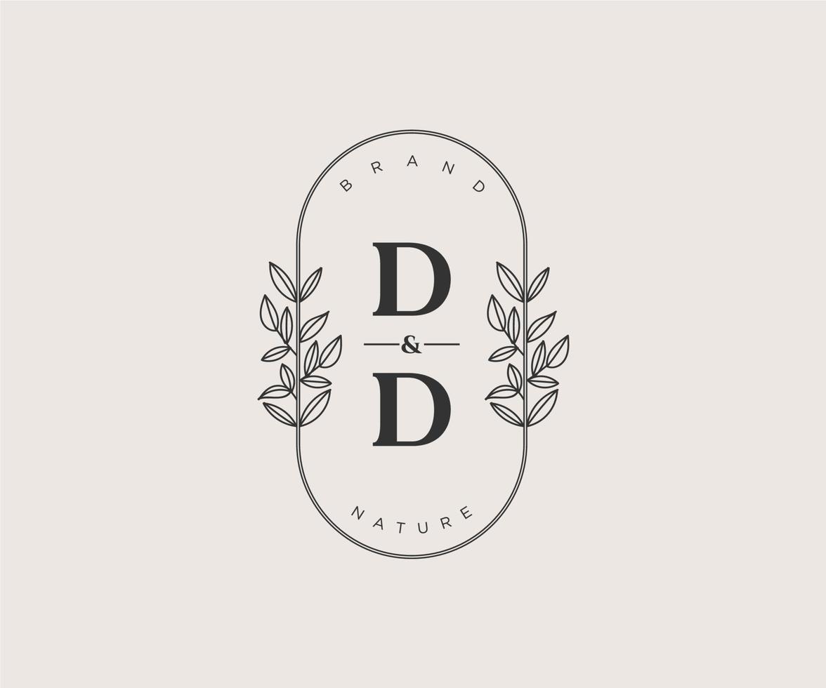 initial DD letters Beautiful floral feminine editable premade monoline logo suitable for spa salon skin hair beauty boutique and cosmetic company. vector