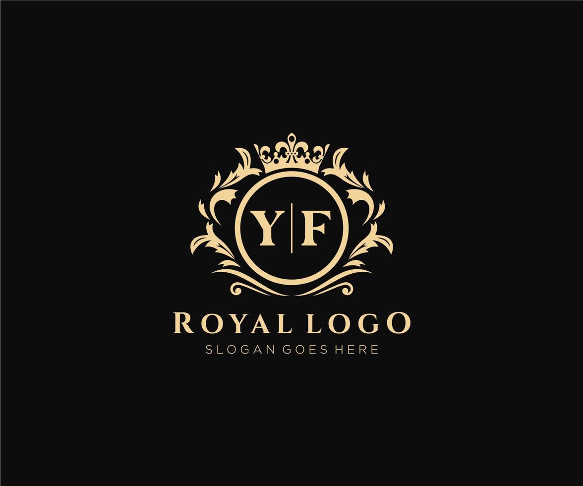 Initial YF Letter Luxurious Brand Logo Template, for Restaurant, Royalty, Boutique, Cafe, Hotel, Heraldic, Jewelry, Fashion and other vector illustration.
