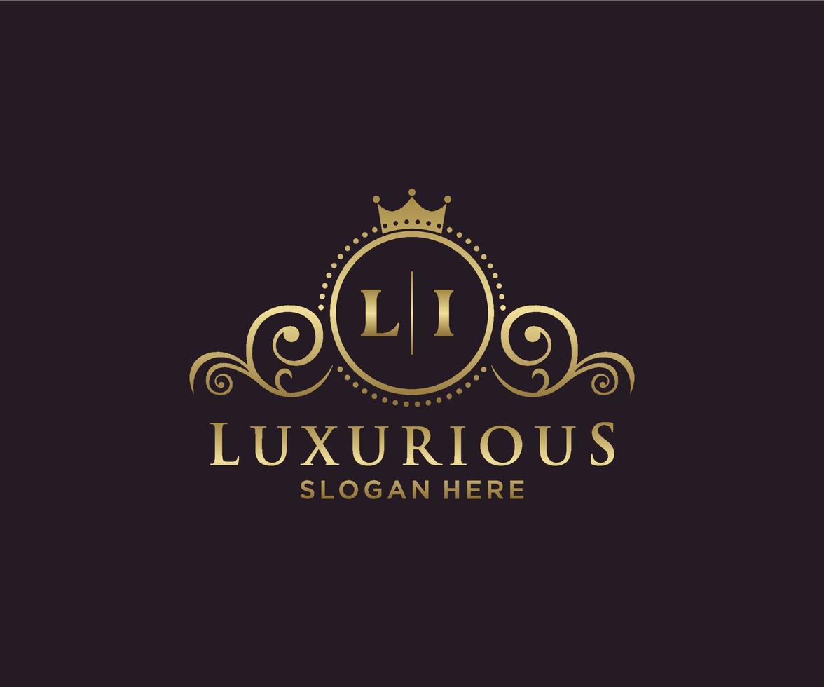Initial LI Letter Royal Luxury Logo template in vector art for Restaurant, Royalty, Boutique, Cafe, Hotel, Heraldic, Jewelry, Fashion and other vector illustration.