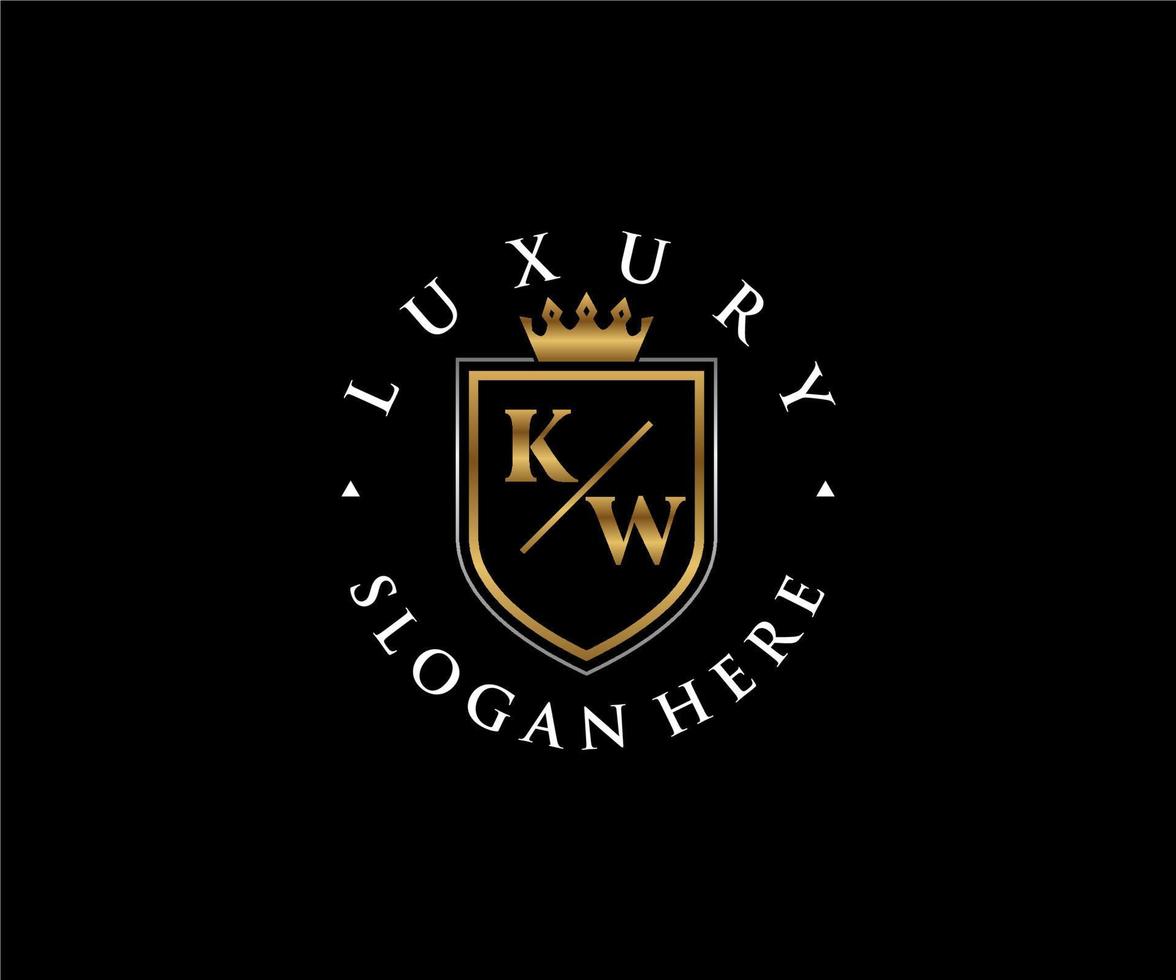 Initial KW Letter Royal Luxury Logo template in vector art for Restaurant, Royalty, Boutique, Cafe, Hotel, Heraldic, Jewelry, Fashion and other vector illustration.