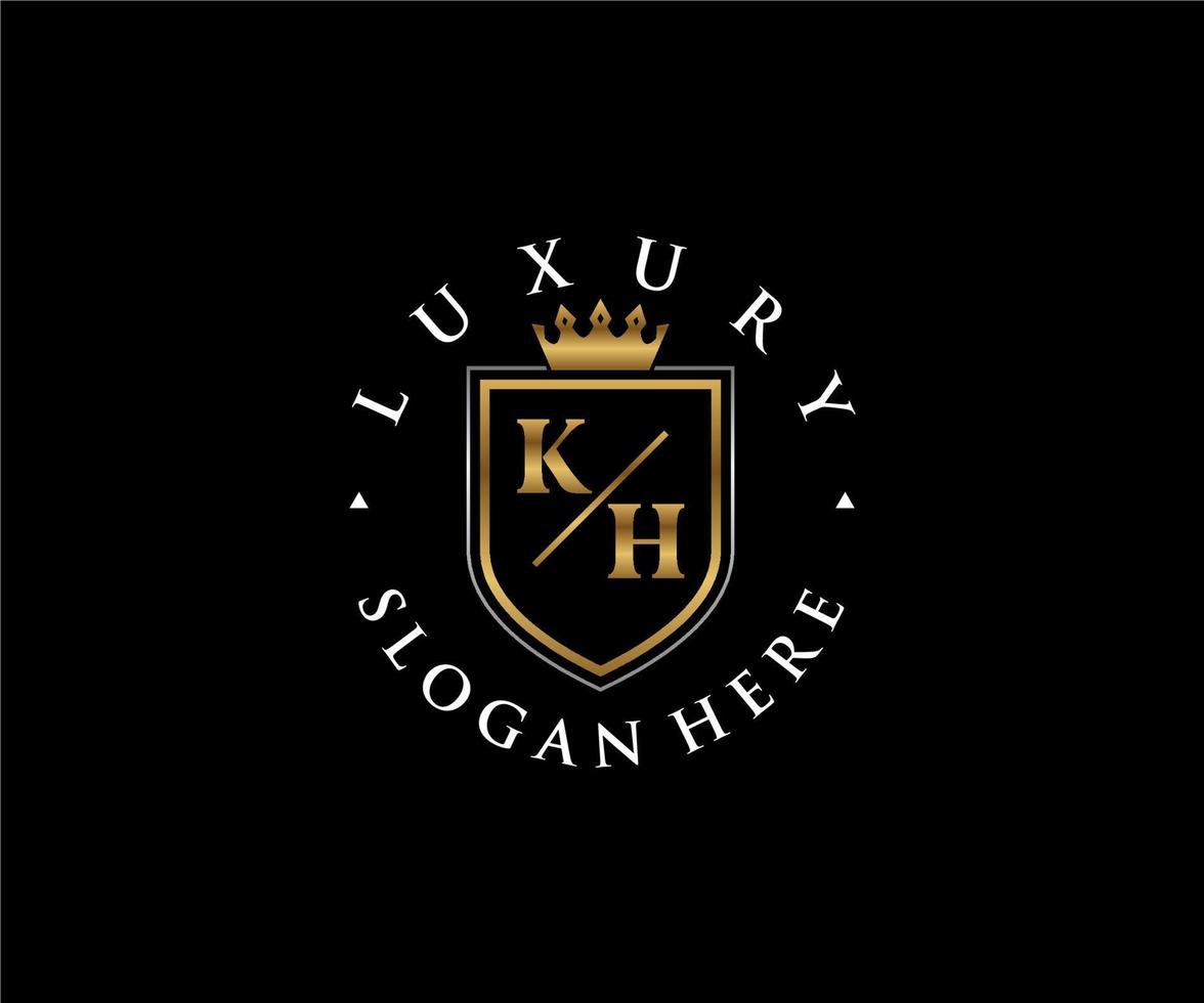 Initial KH Letter Royal Luxury Logo template in vector art for Restaurant, Royalty, Boutique, Cafe, Hotel, Heraldic, Jewelry, Fashion and other vector illustration.