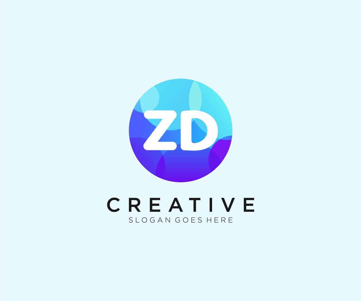 ZD initial logo With Colorful Circle template vector. vector