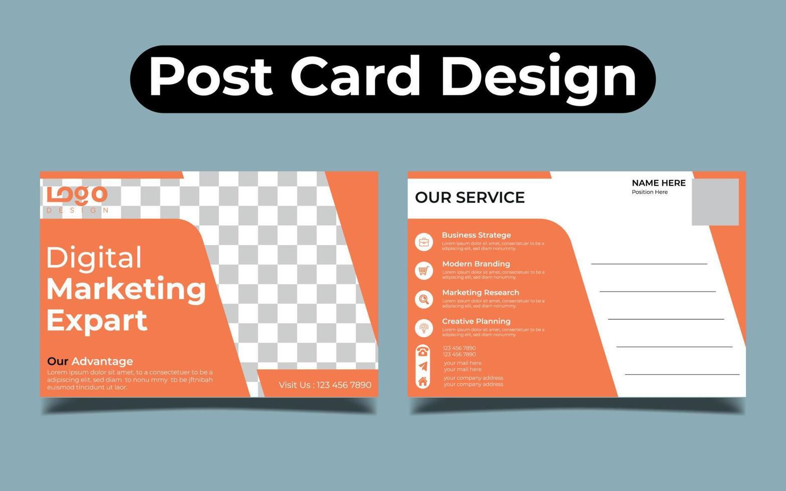 Corporate postcard template design. Print Ready Corporate Professional Business Postcard Design, Event Card Design, Direct Mail EDDM Template, Invitation Design vector