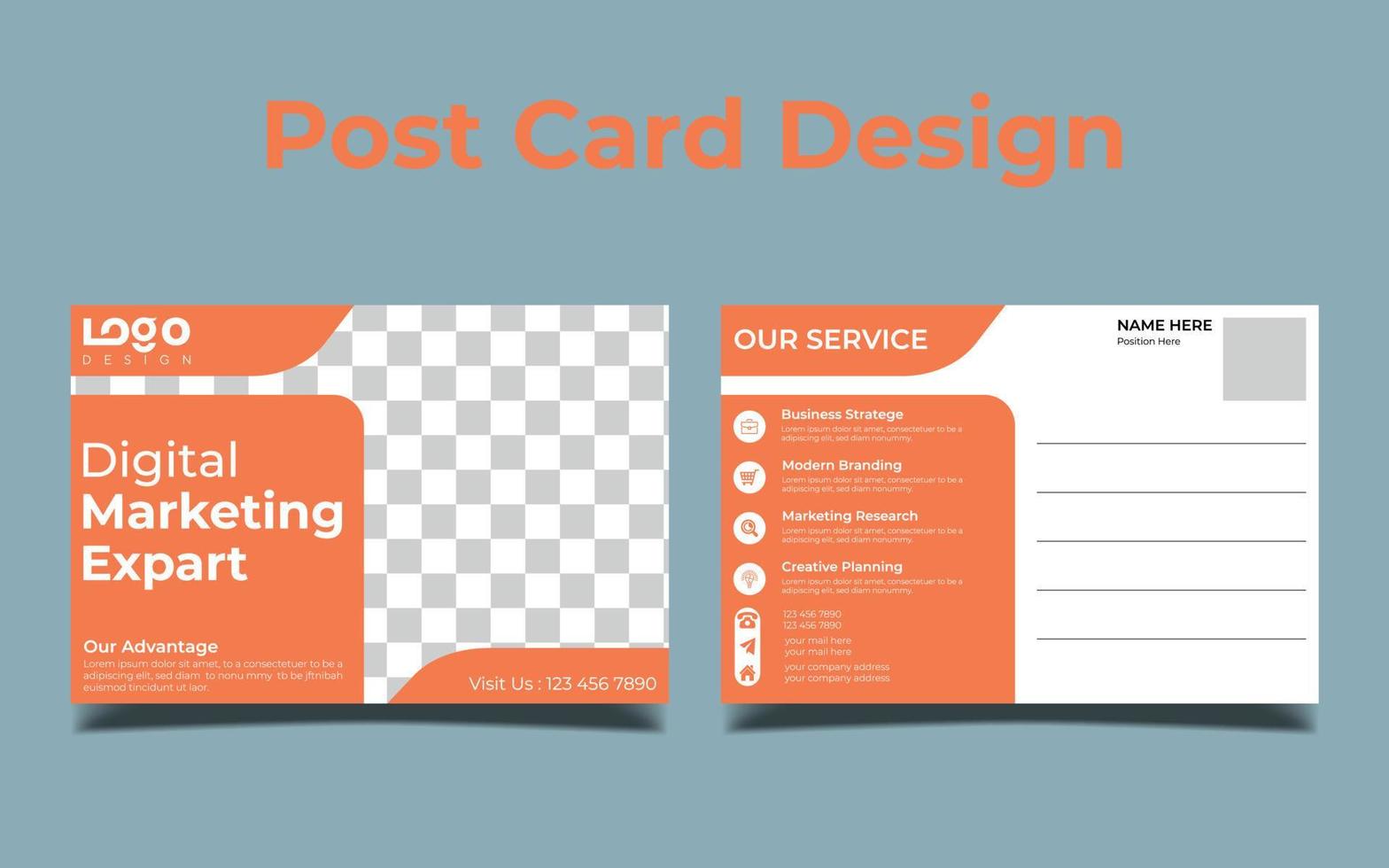 Corporate postcard template design. Print Ready Corporate Professional Business Postcard Design, Event Card Design, Direct Mail EDDM Template, Invitation Design vector