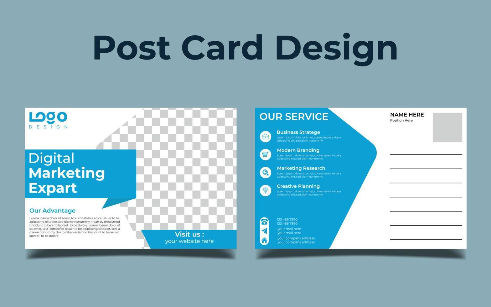 Corporate postcard template design. Print Ready Corporate Professional Business Postcard Design, Event Card Design, Direct Mail EDDM Template, Invitation Design vector