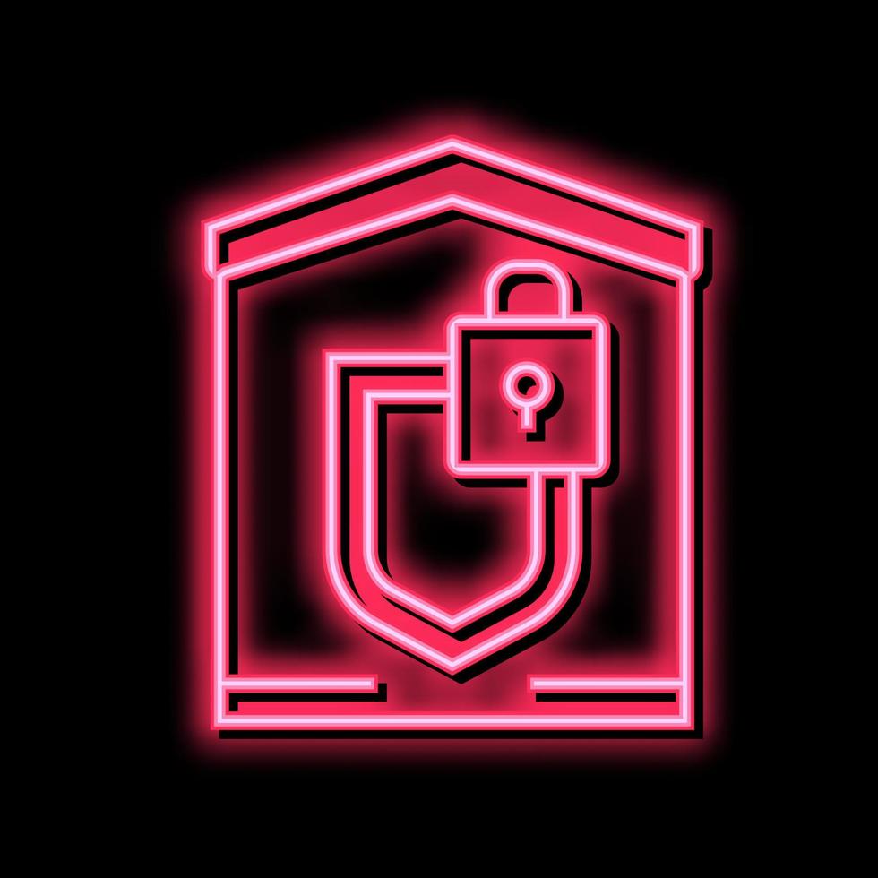building padlock security neon glow icon illustration vector