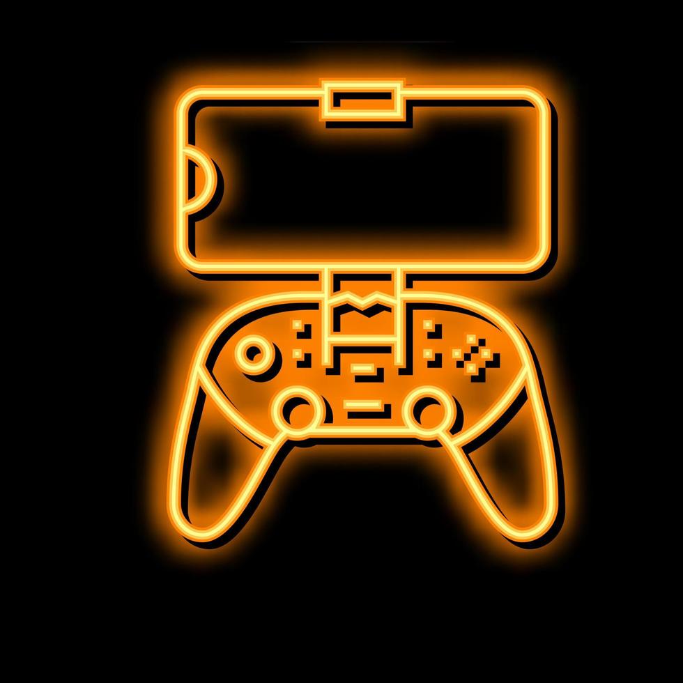 gamepad controlador para teléfono neón resplandor icono ilustración vector