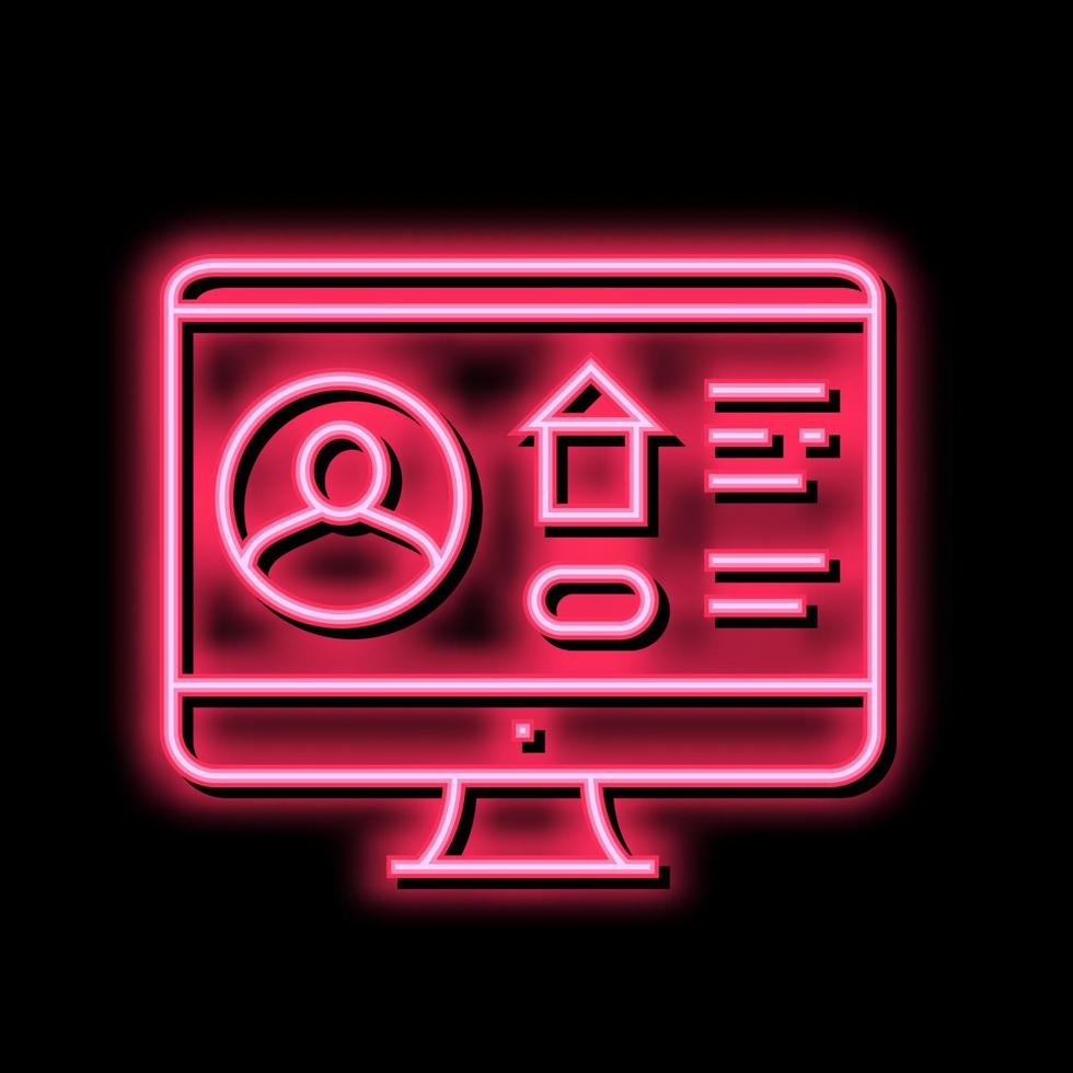 online house rent neon glow icon illustration vector