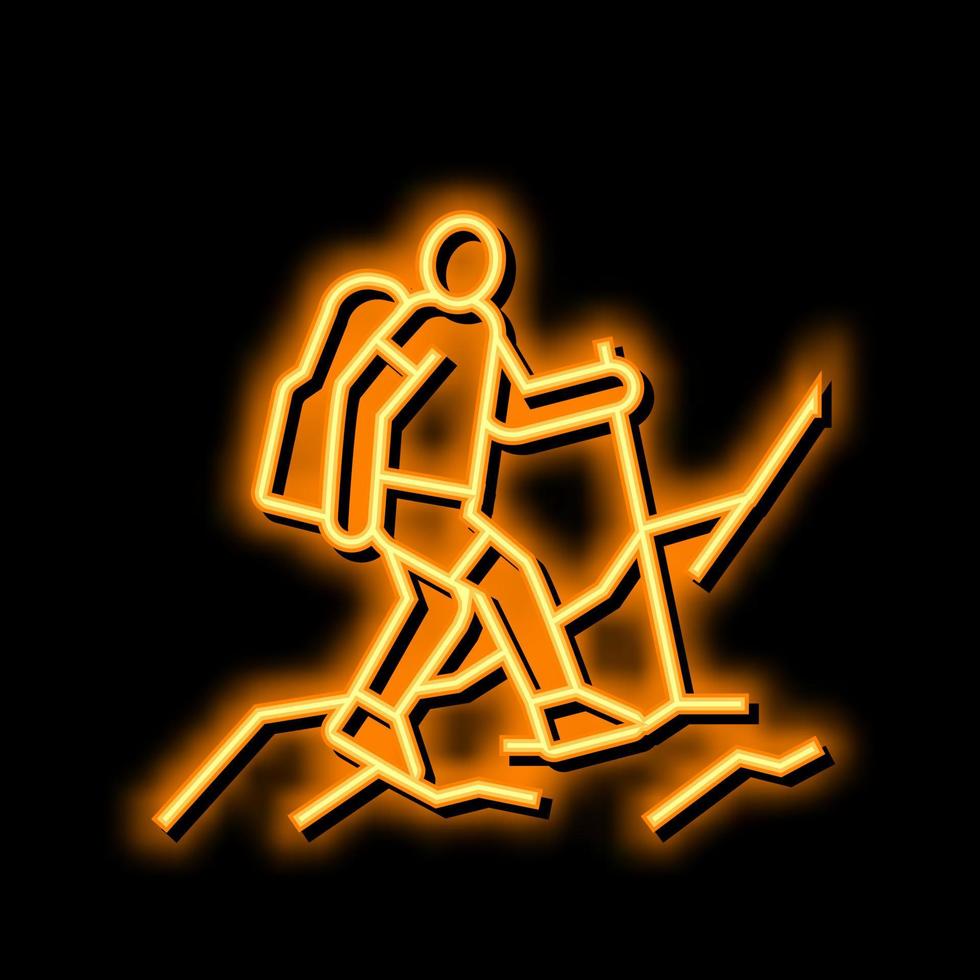 trekking extreme sport neon glow icon illustration vector