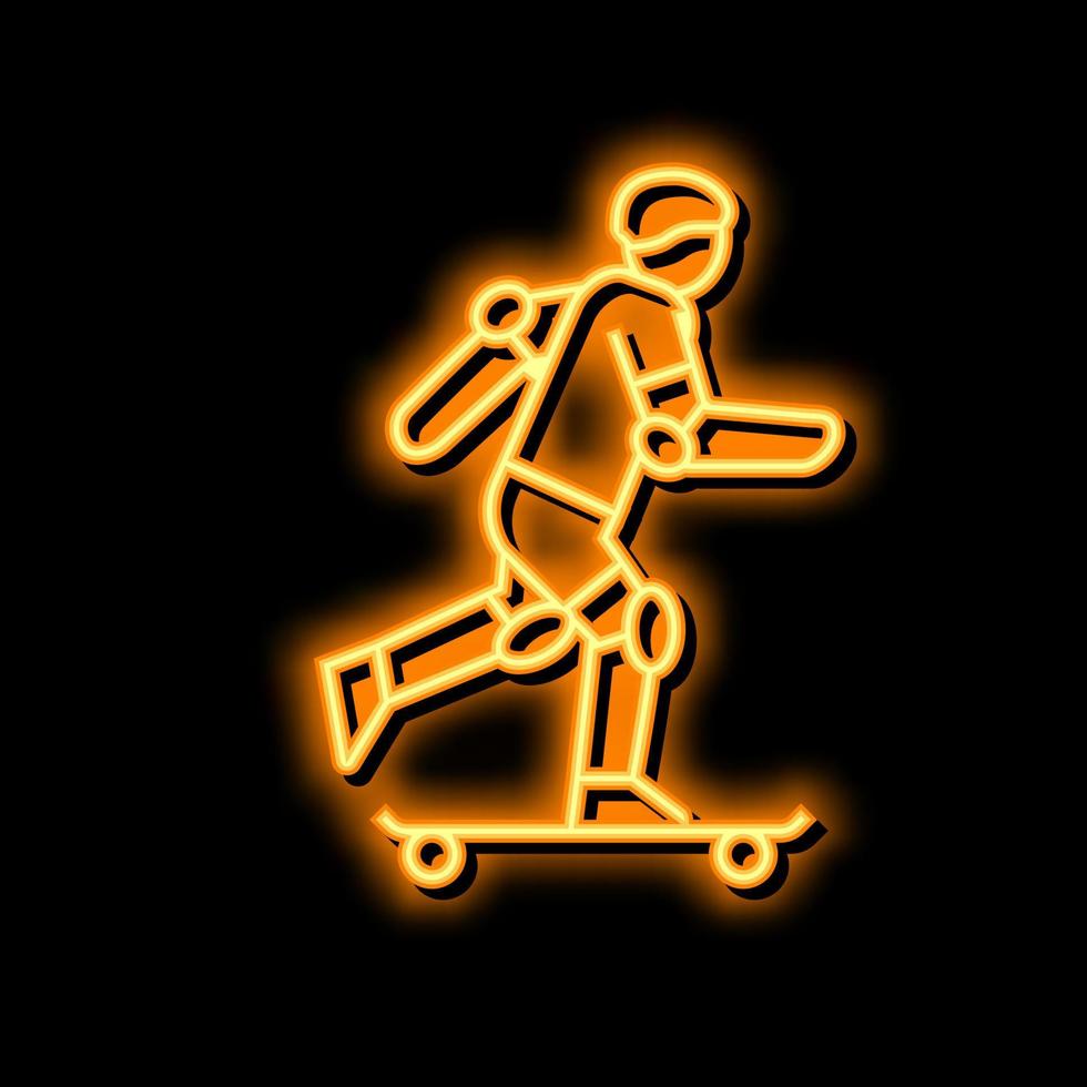skateboarding extreme sport neon glow icon illustration vector