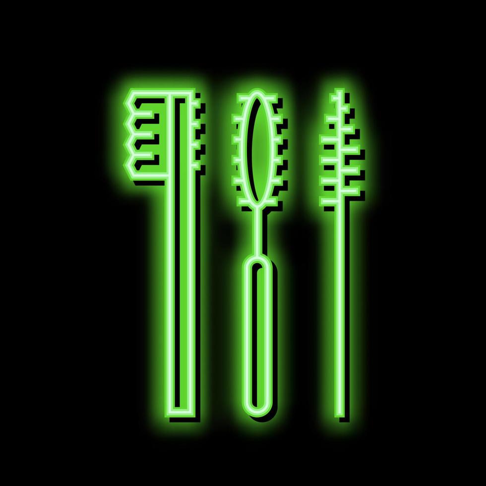 brushes set for false eyelashes applying neon glow icon illustration vector