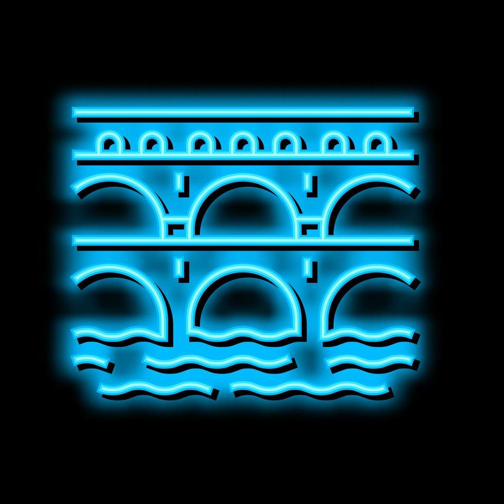 aqueduct ancient rome construction neon glow icon illustration vector