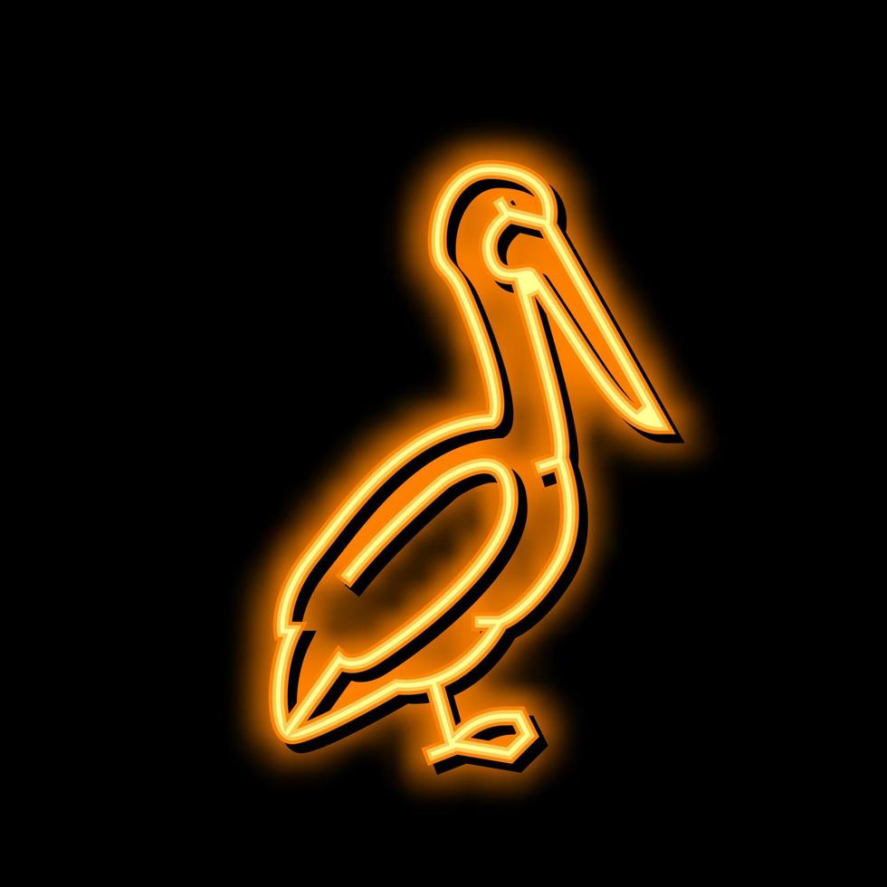 pelícano pájaro neón resplandor icono ilustración vector