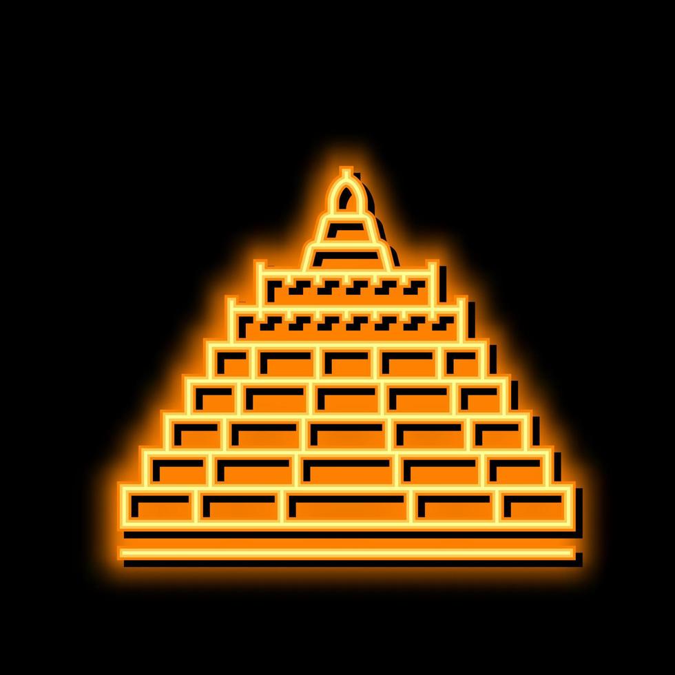 borobudur asian building neon glow icon illustration vector