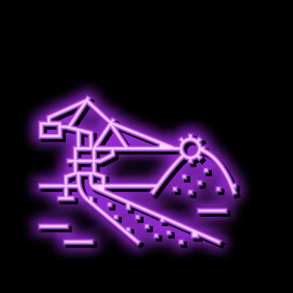 stacker reclaimer steel production neon glow icon illustration vector