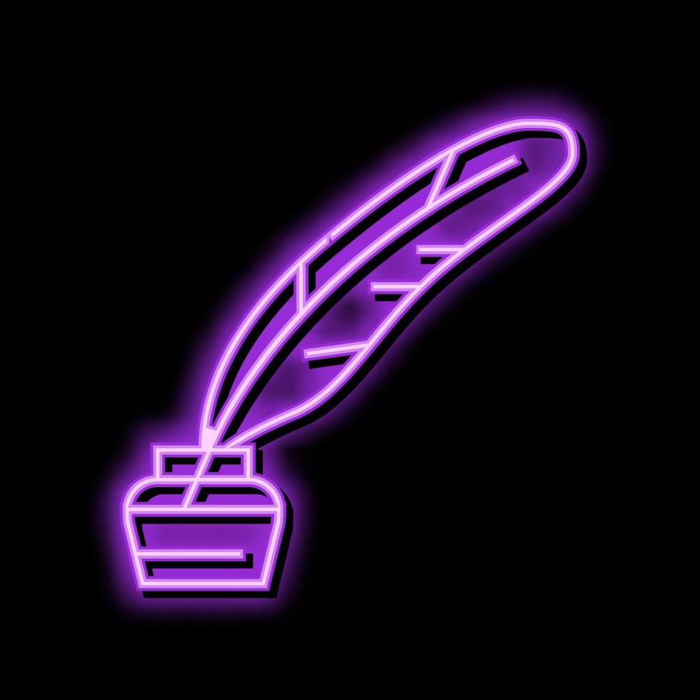 ink feather soft fluffy neon glow icon illustration vector