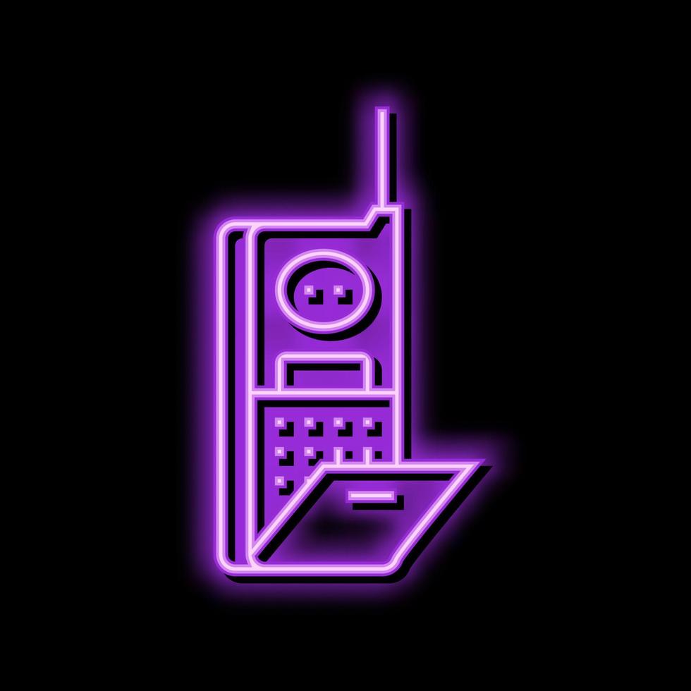 mobile phone retro device neon glow icon illustration vector