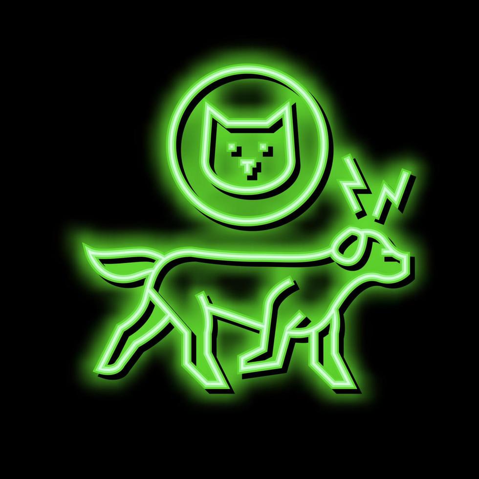 dog chasing cat neon glow icon illustration vector