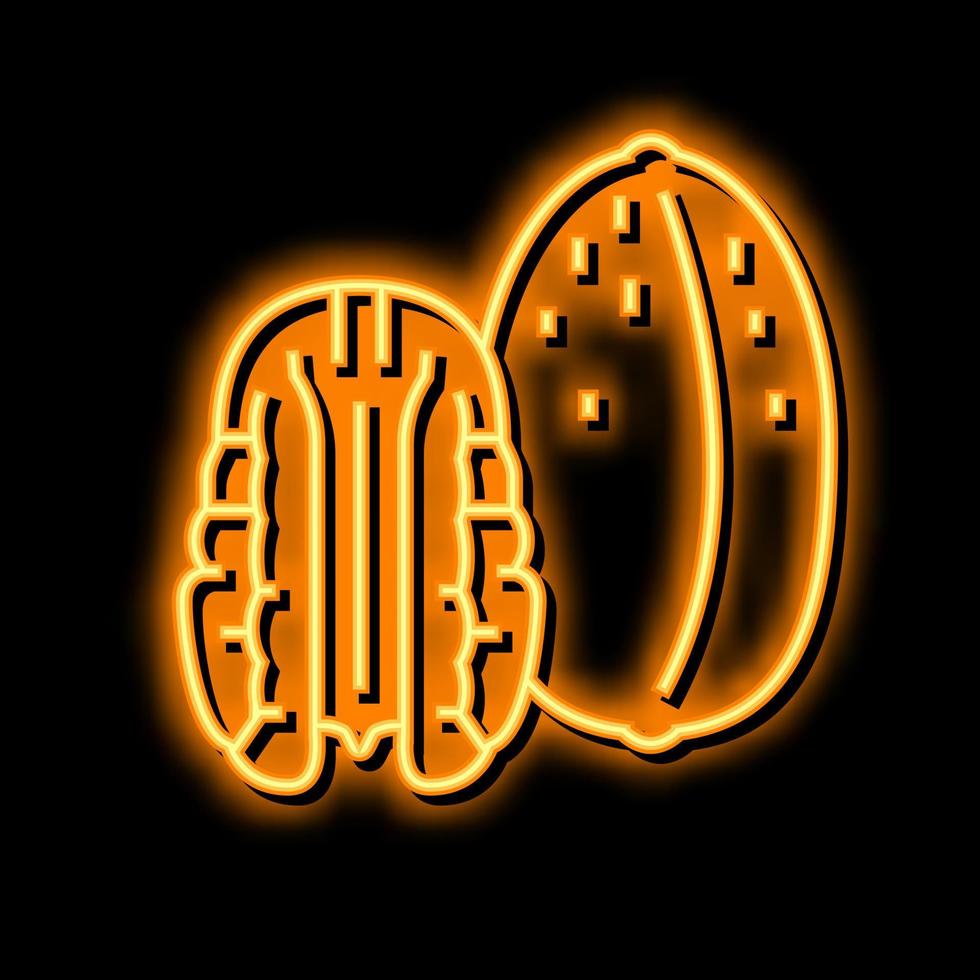 pecan nut neon glow icon illustration vector