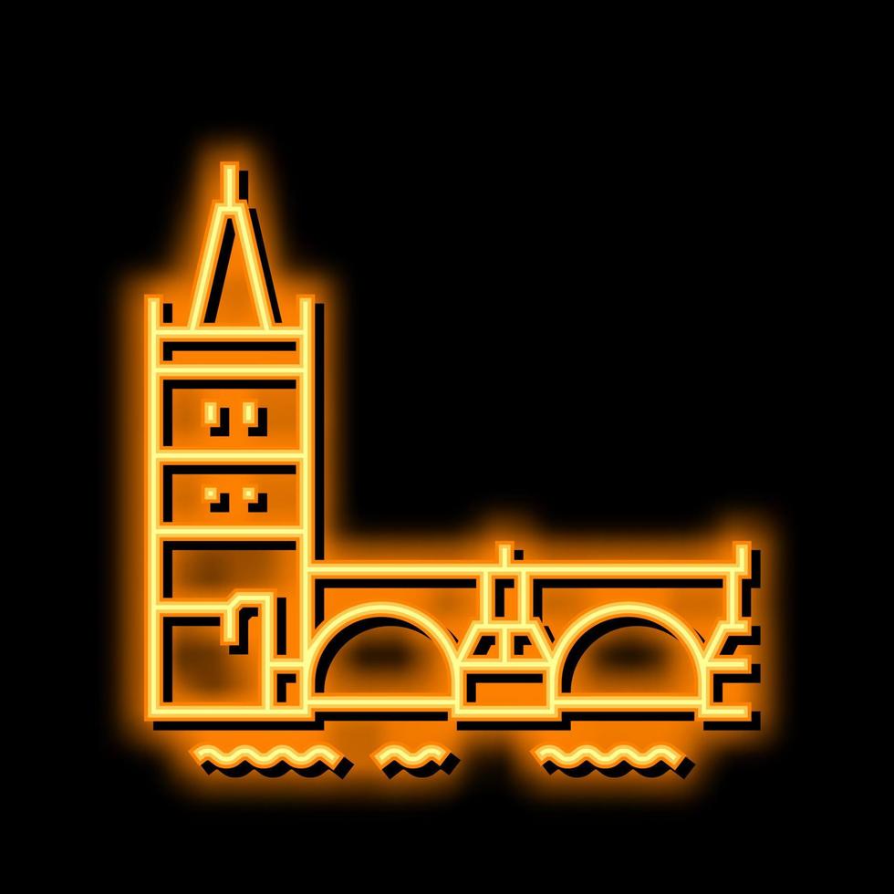 charles bridge neon glow icon illustration vector