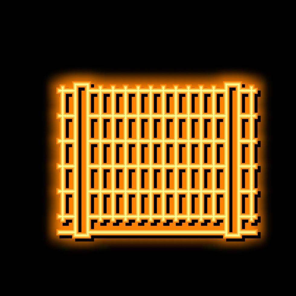 barrera cerca neón resplandor icono ilustración vector