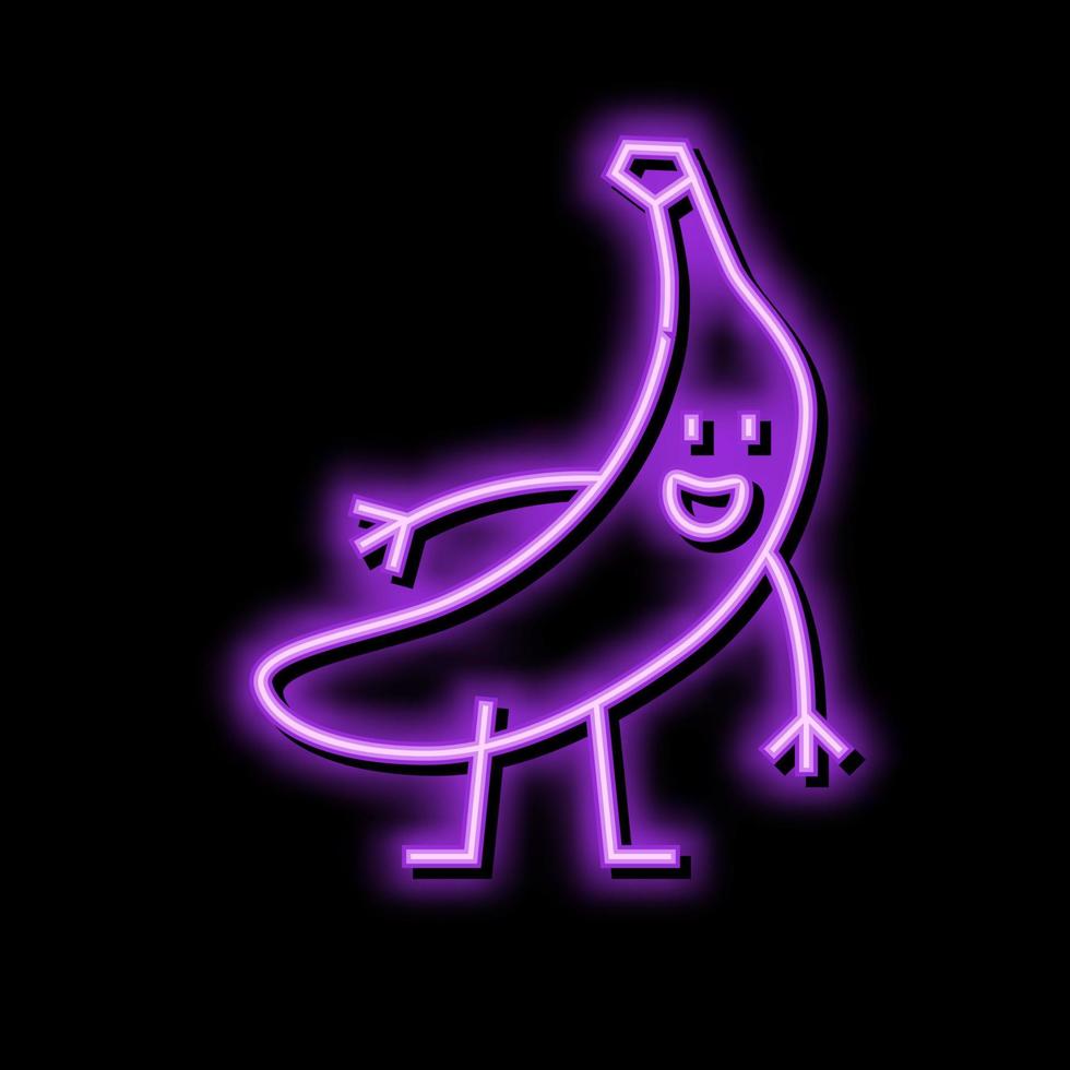 banana character neon glow icon illustration vector