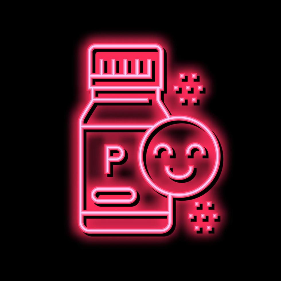 bottle with healthcare probiotics neon glow icon illustration vector