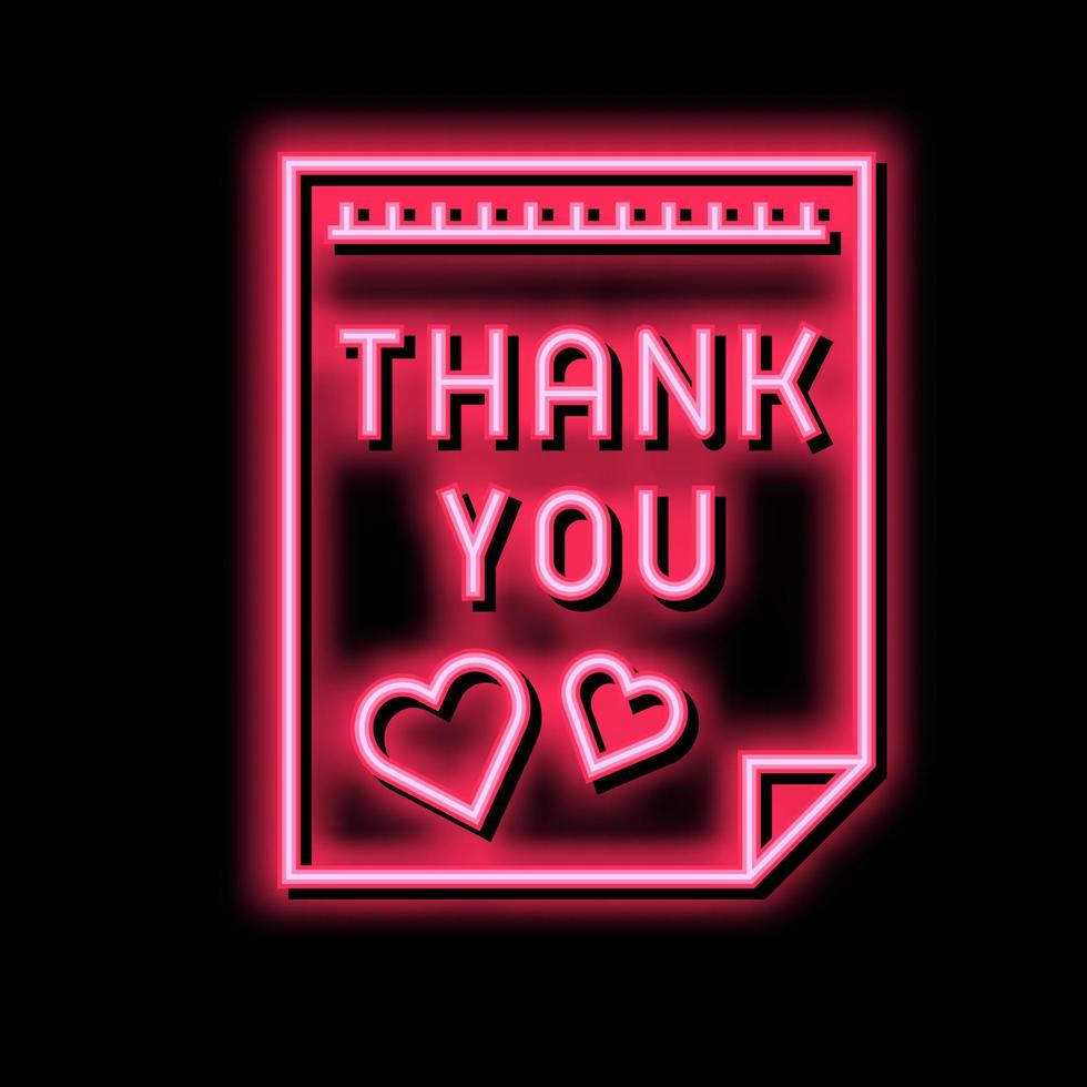 postcard thank you neon glow icon illustration vector