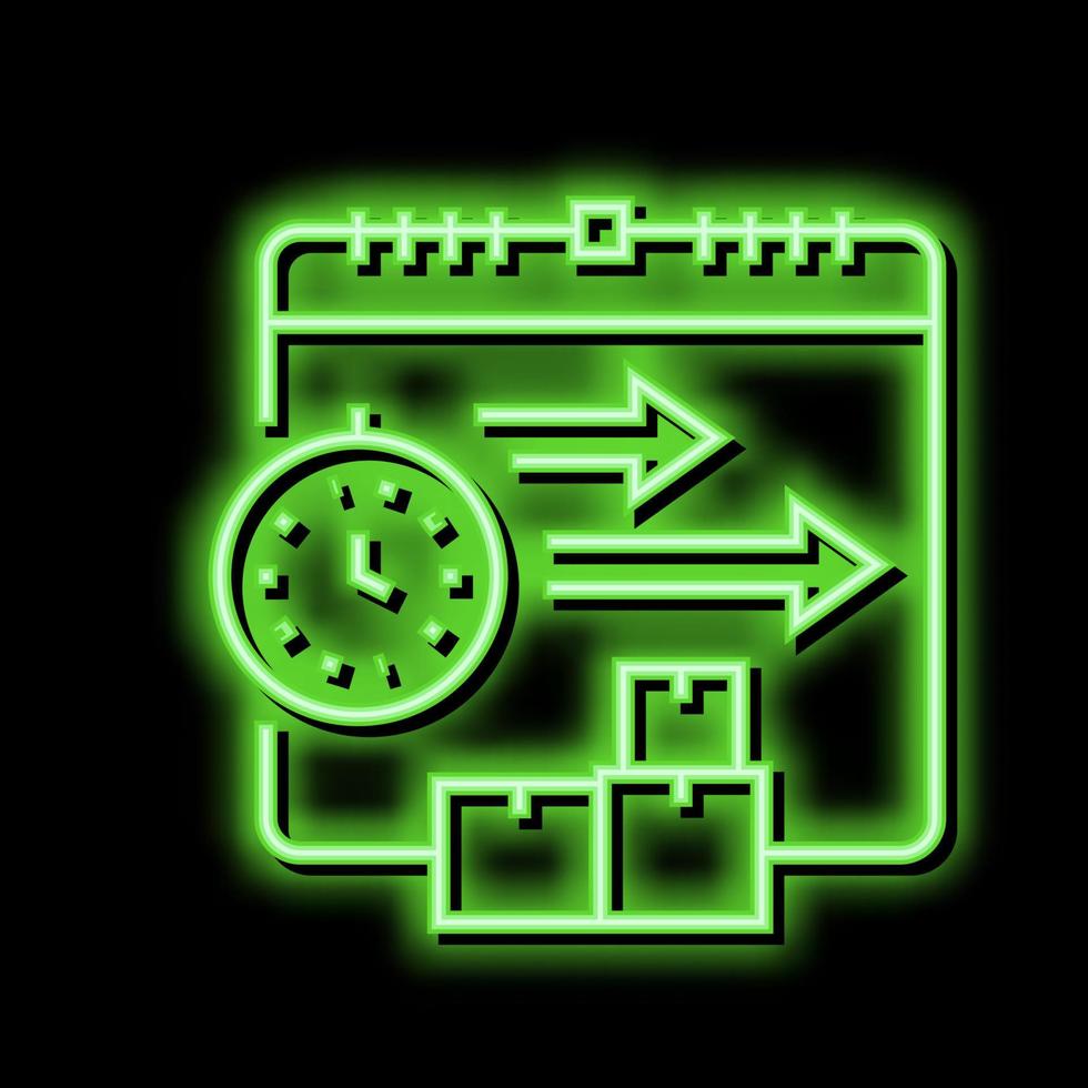 time delivery procurement neon glow icon illustration vector