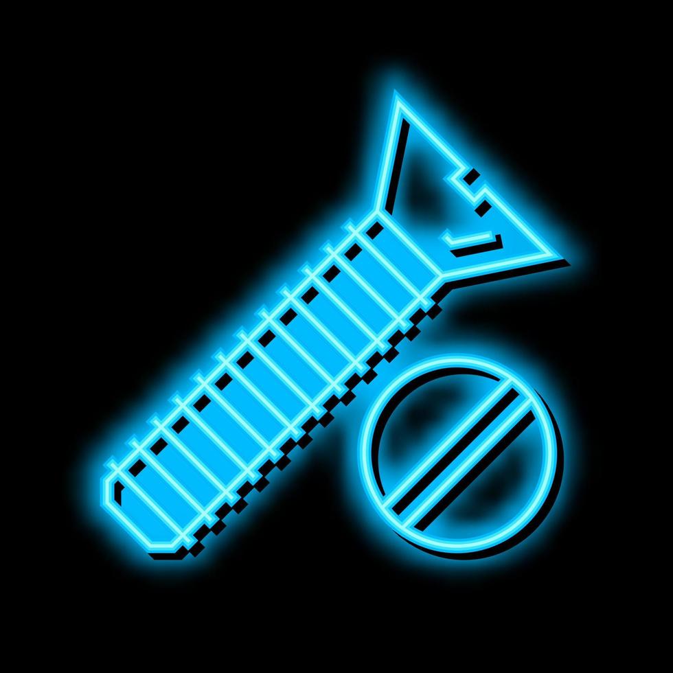 flat head screw neon glow icon illustration vector