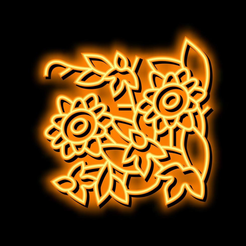 pasionaria flor liana neón resplandor icono ilustración vector
