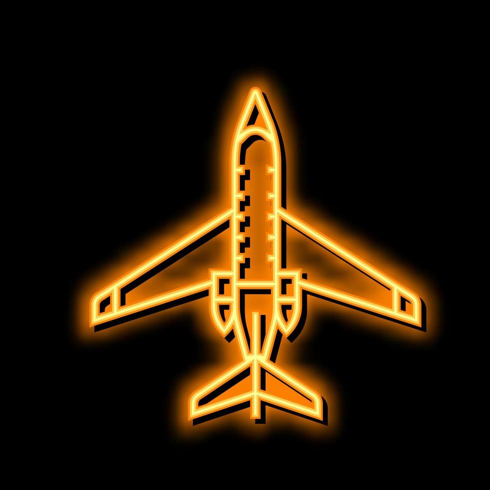 chorro avión neón resplandor icono ilustración vector