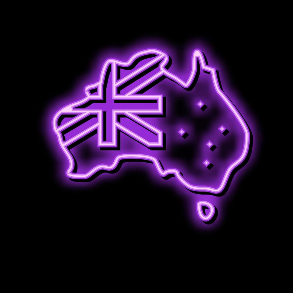 Australia país mapa bandera neón resplandor icono ilustración vector