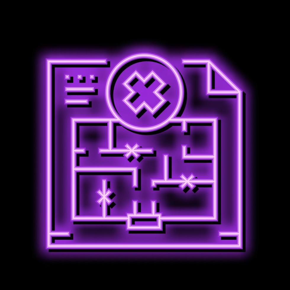 wall dismantling plan interior design neon glow icon illustratio