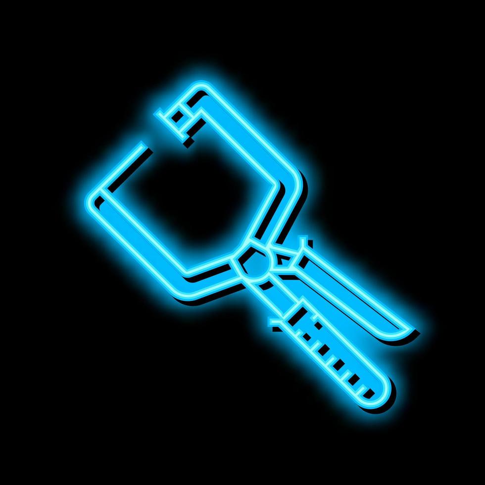 right angle clamp carpenter tool neon glow icon illustration vector