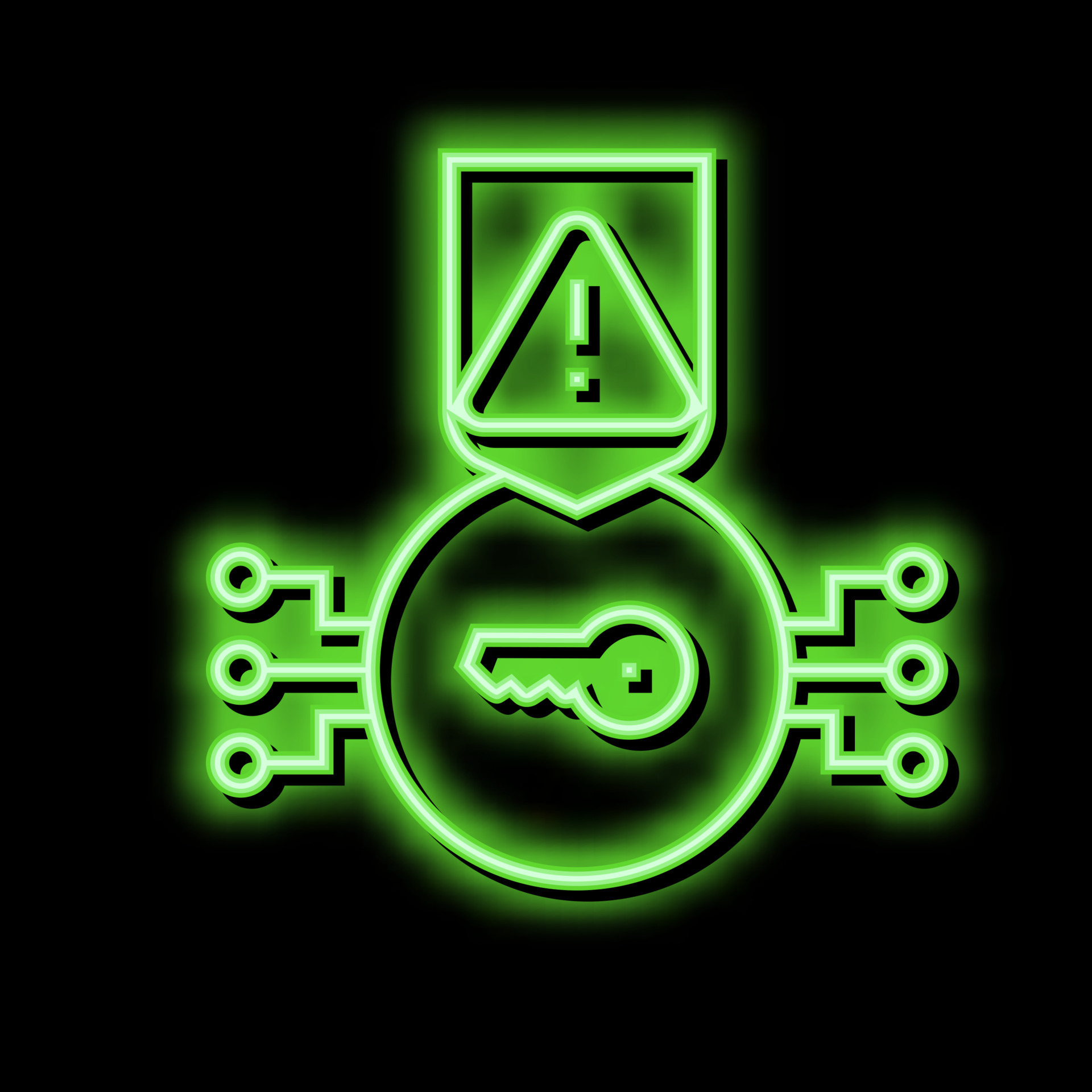 electronic key for protect digital information neon glow icon