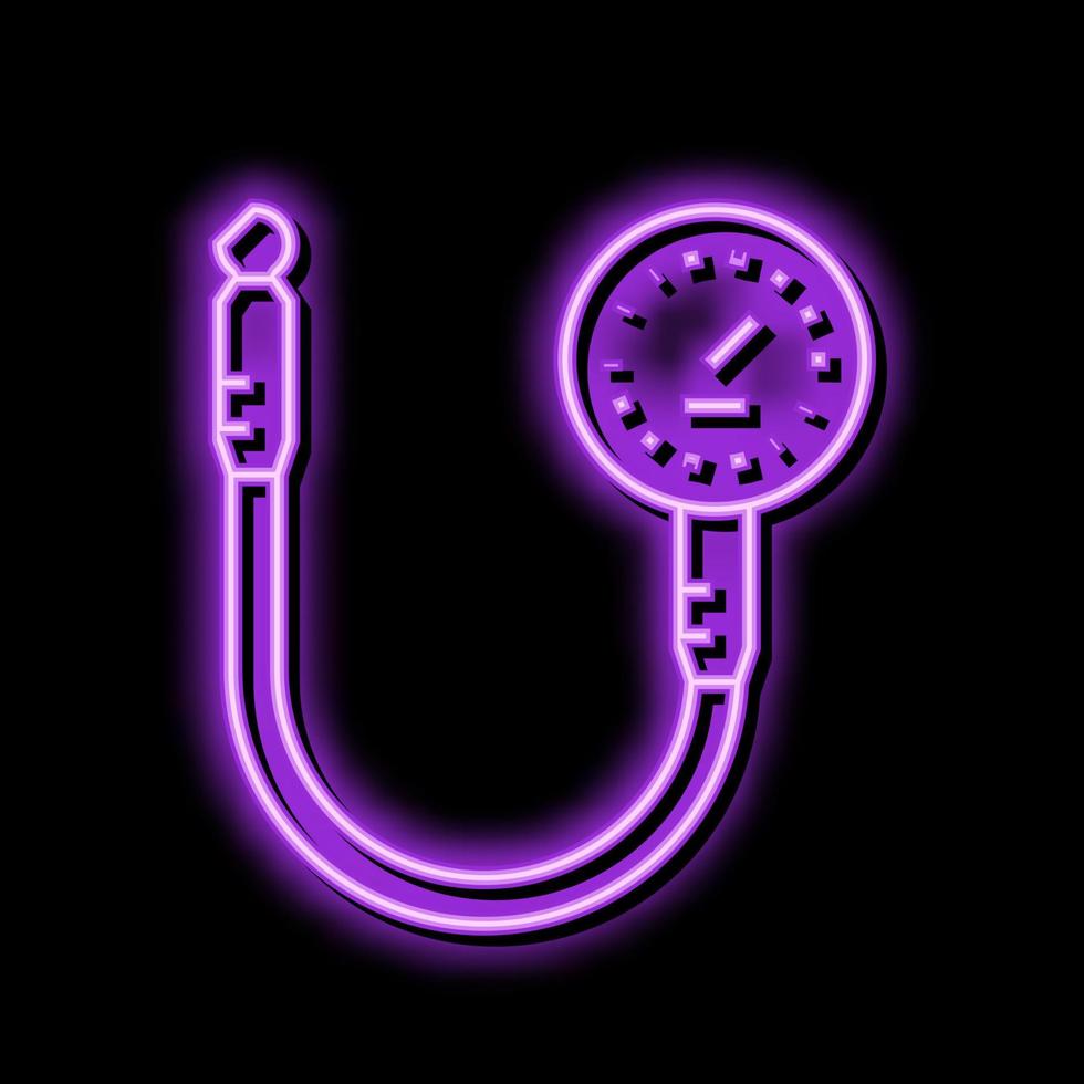 tire air pressure gauge motorcycle neon glow icon illustration vector