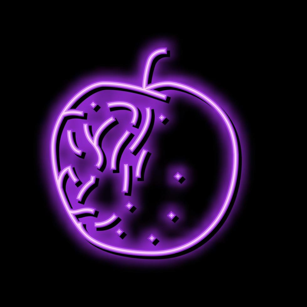 apple rotten food neon glow icon illustration vector