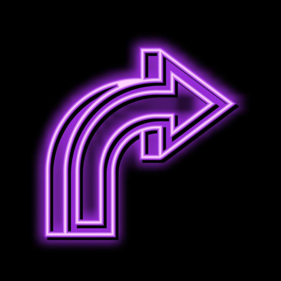 right arrow neon glow icon illustration vector
