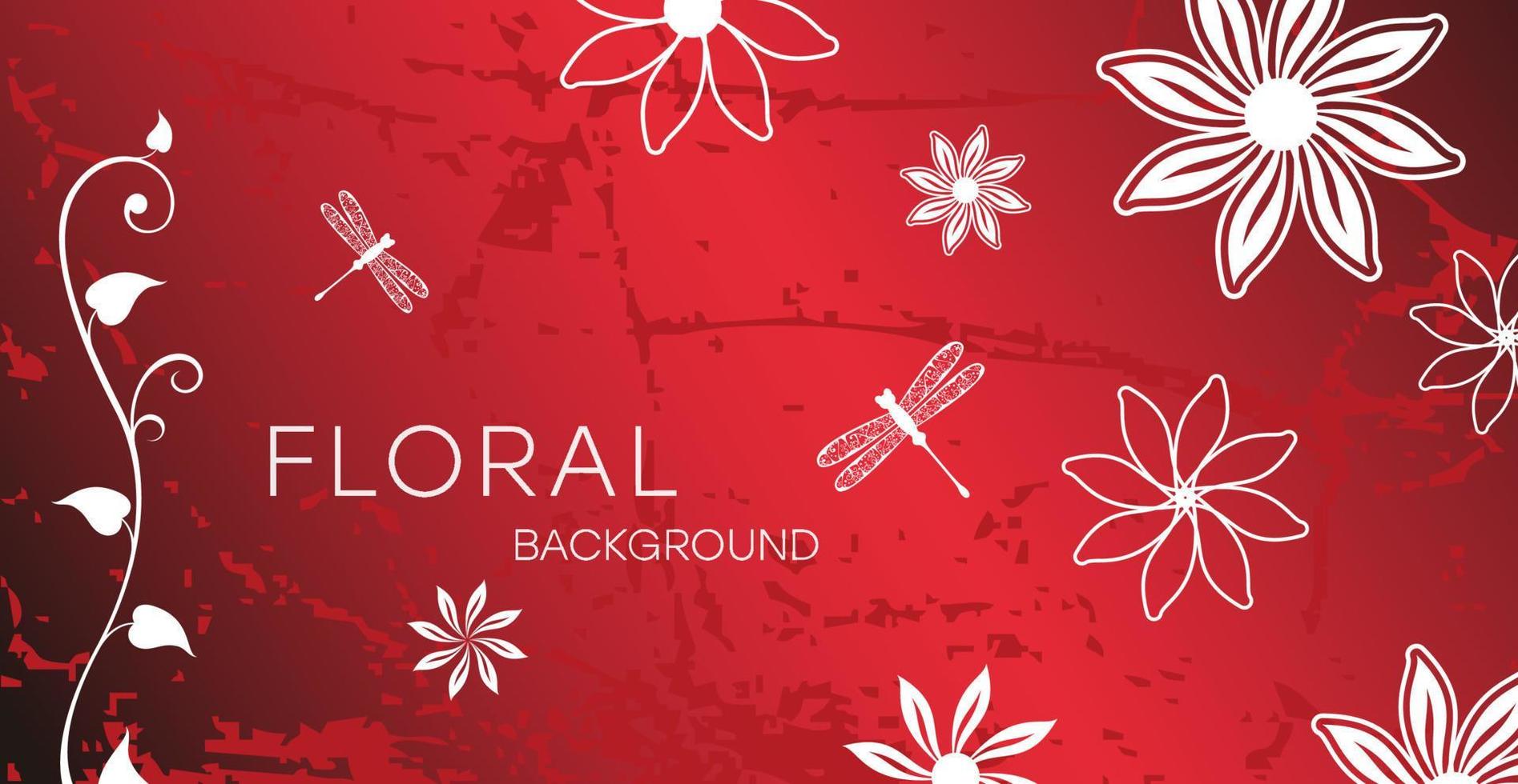 Red floral background vector