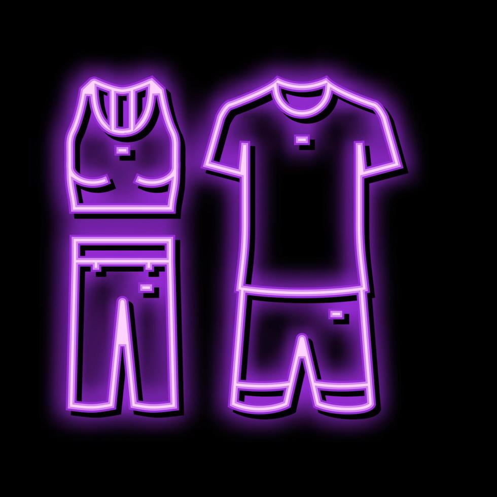 ropa de deporte aptitud deporte neón resplandor icono ilustración vector