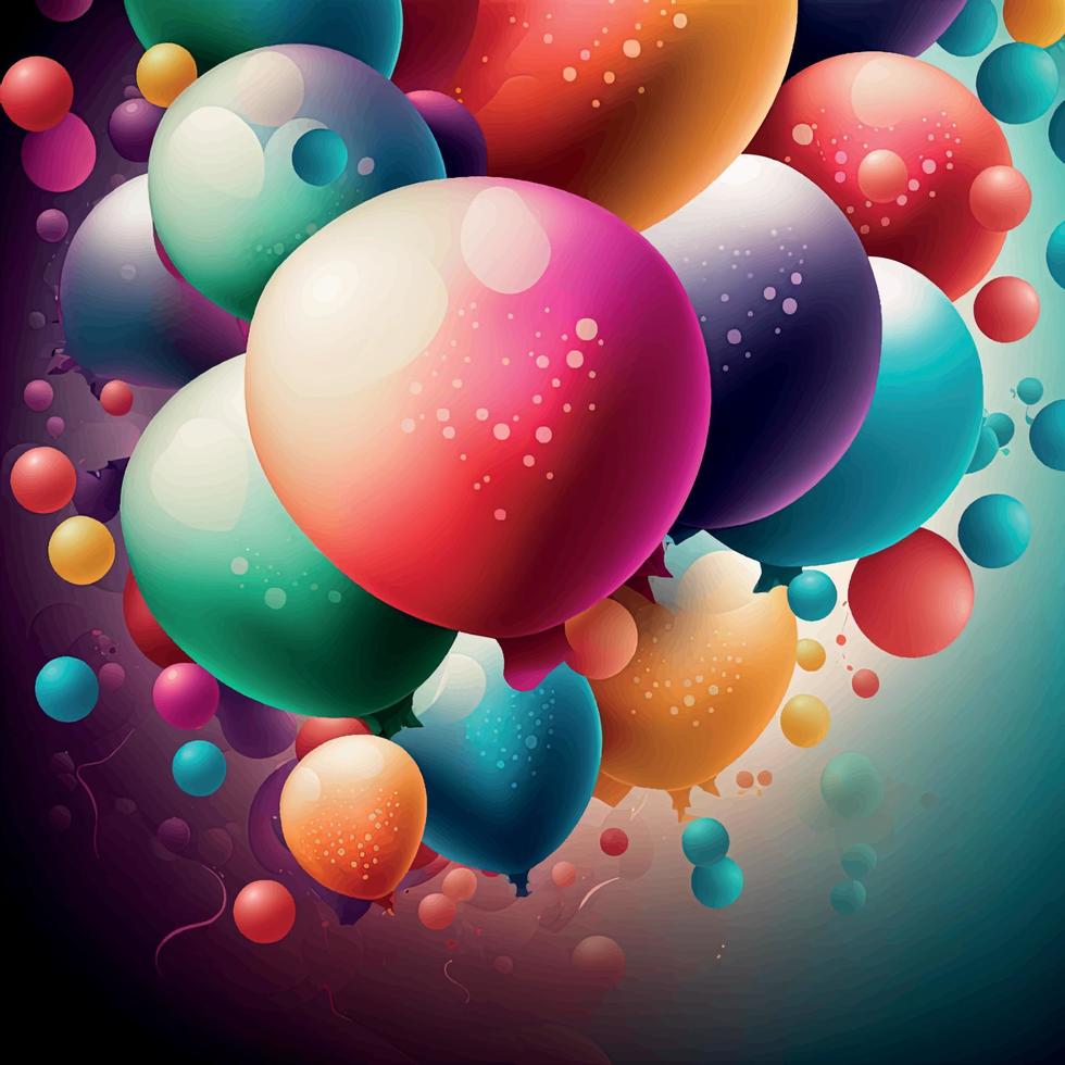 Background with a group of colorful balloons vector