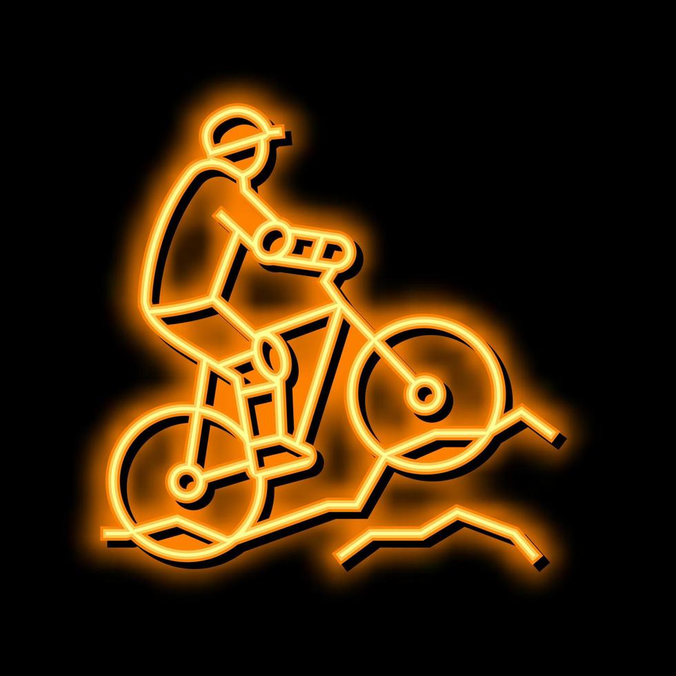 mountain biking neon glow icon illustration vector