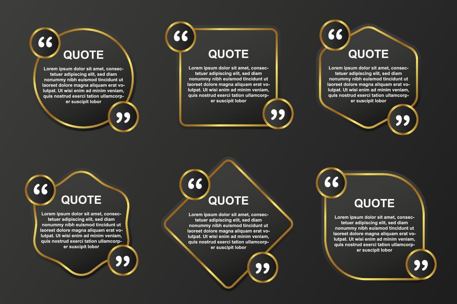 golden luxury quote box frame bubble speech modern color set premium vector template collection