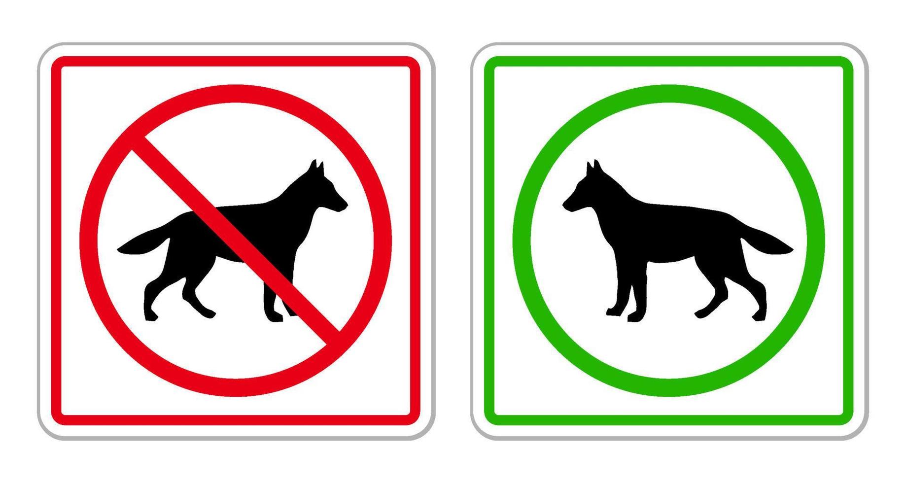 mascota animal zona zona prohibido firmar rojo detener símbolo pictograma conjunto prohibición silueta redondeado icono vector